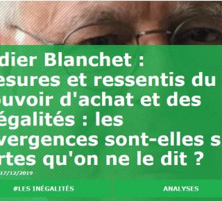 Didier Blanchet : Mesures et ressentis du pouvoir d'achat et des inégalités : les divergences sont-elles si fortes qu'on ne le dit ?
